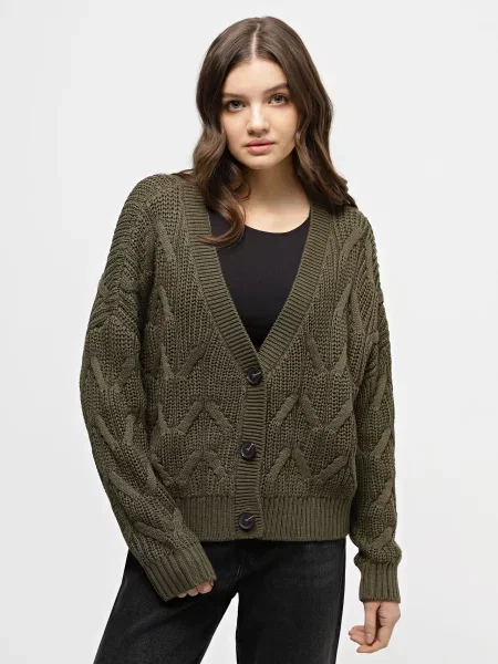 Кардиган Only бавовна/акрил хакі