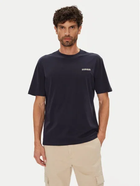 Napapijri Tricou Smallbox Bleumarin alb