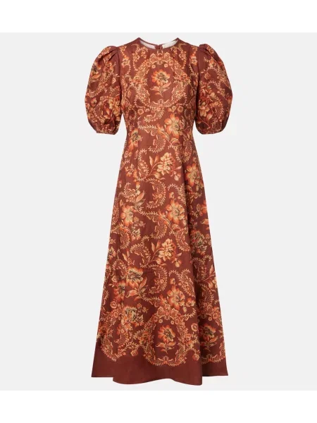 Rochie midi Alemais de in cu imagine până la genunchi bordo