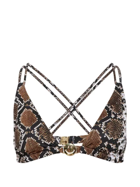 Top Moschino cu imagine cu model piele de șarpe maro