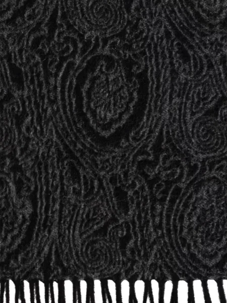 Κασκόλ Etro με κρόσσια paisley ζακάρ μαύρο