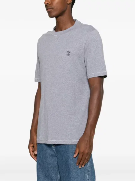Tricou Brunello Cucinelli cu broderie gri