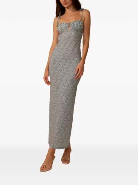 Rochie maxi Montce cu model floral cu imagine albastru