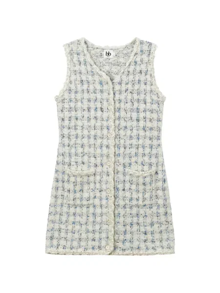 Rochie mini B+ab din tweed alb