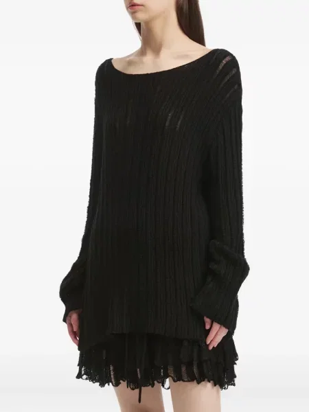 Dzianinowy kombinezon B+ab z falbankami prążkowany czarny