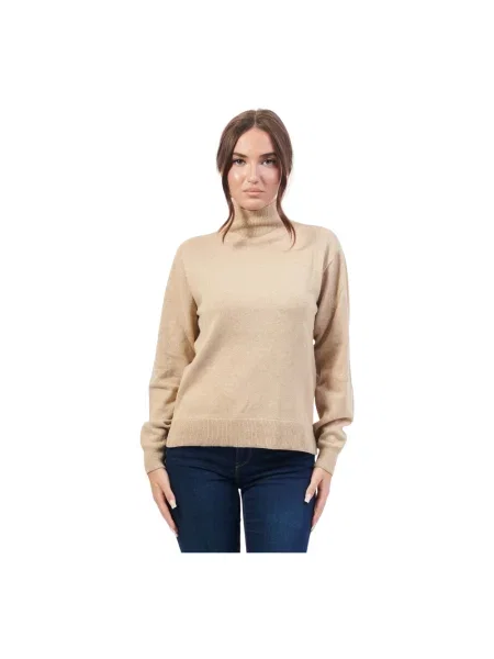 Sweter z golfem Armani Exchange wełniany do golfa beżowy