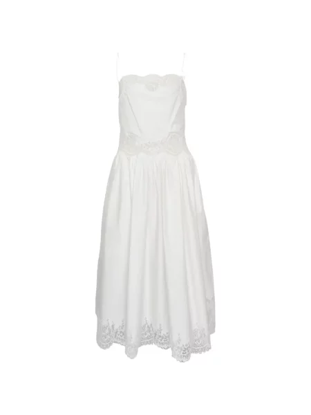 Rochie midi Self-portrait din dantelă de costum alb