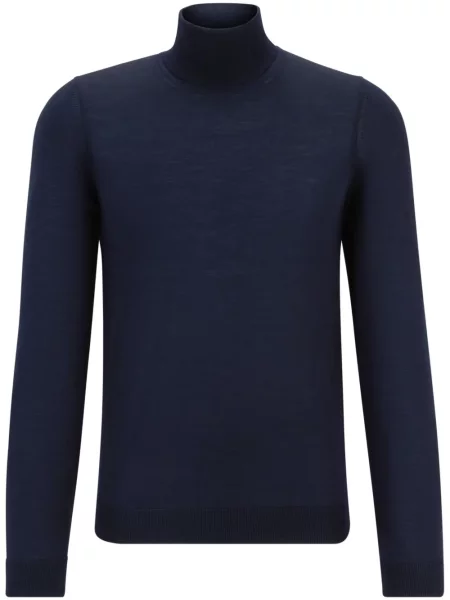 Dzianinowy sweter Boss niebieski