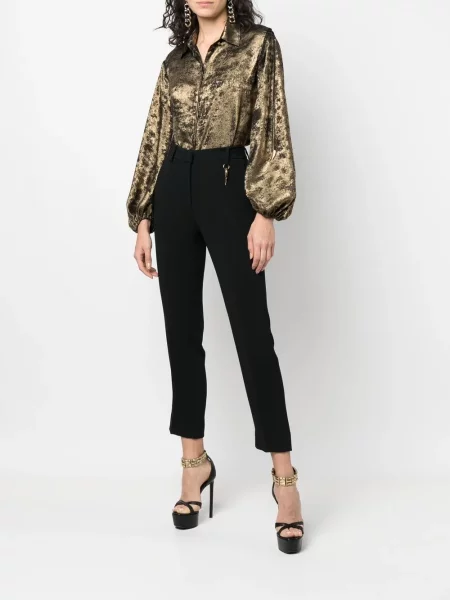 Cămașă Roberto Cavalli cu mâneci balon maro