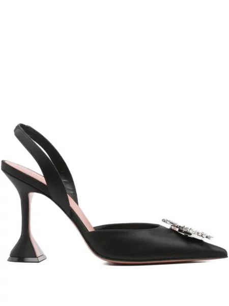 Papuci tip mules Amina Muaddi de cristal negru