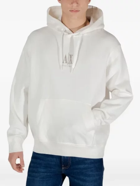 Hanorac cu glugă Armani Exchange cu imagine alb