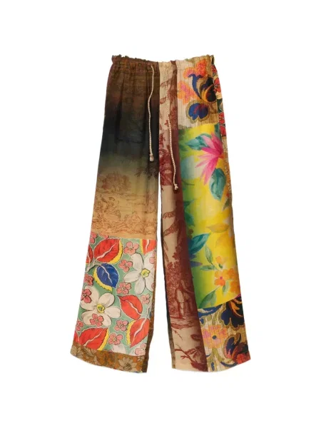 Pantaloni palazzo 120% Lino cu imagine maro