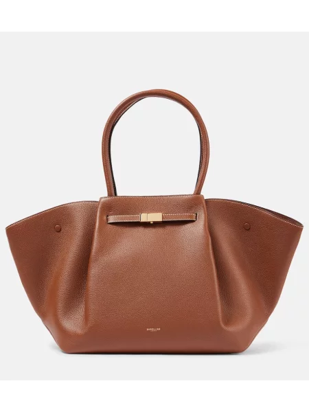 Duża torebka skórzana Demellier skórzana beżowa