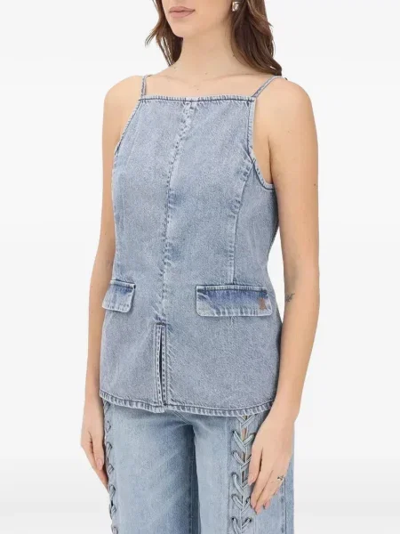 Top Armani Exchange cu spatele deschis albastru