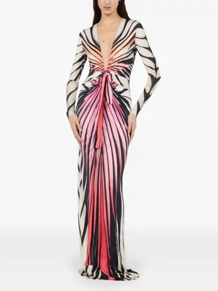 Rochie maxi Roberto Cavalli cu imagine negru
