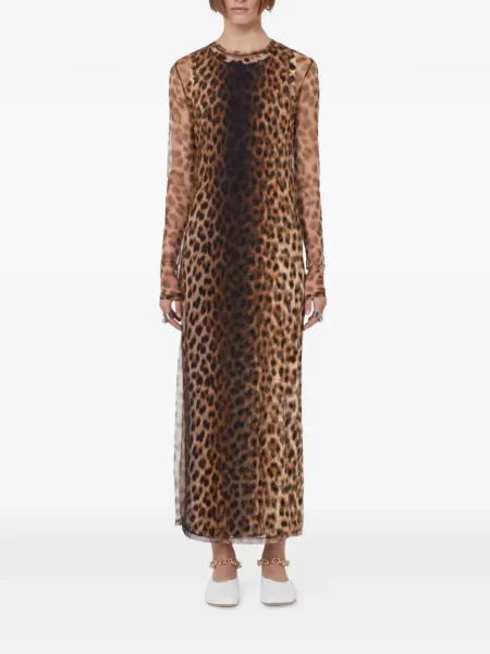 Rochie Sportmax cu imagine cu model leopard cu mâneci lungi