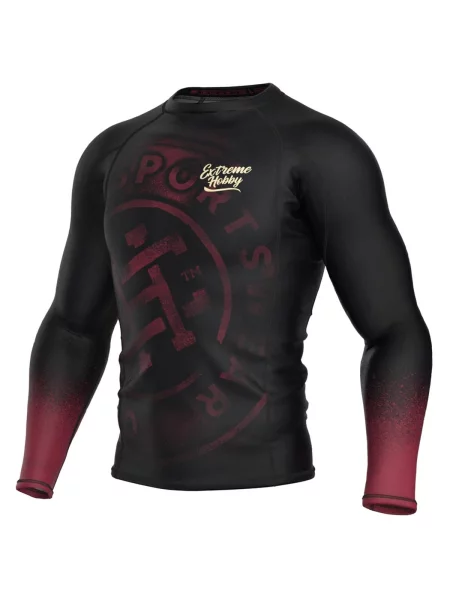 Koszulka sportowa Rashguard do MMA EXTREME HOBBY BADGE czarna