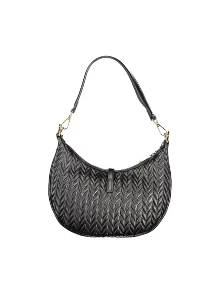 Lniana torebka Valentino Bags czarna