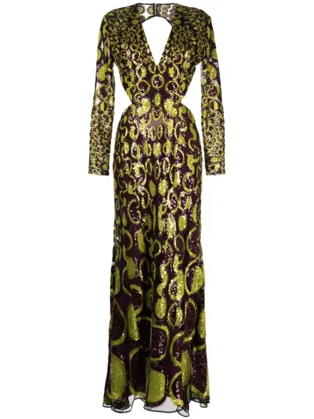 Rochie Elie Saab cu broderie verde