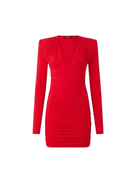 Sukienka mini Roberto Cavalli drapowana czerwona