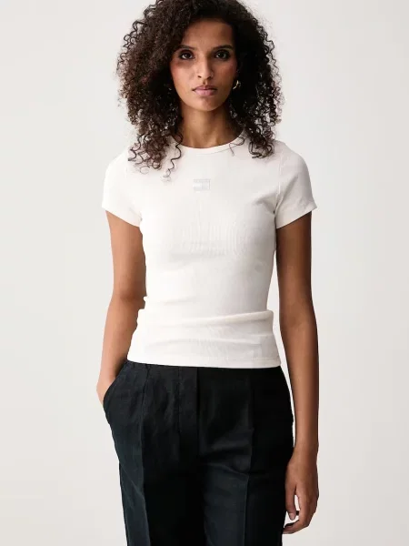 Tommy Jeans tričko s béžové