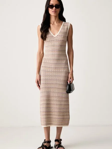 Morgan rochie bodycon cu vâscoză RMALIX bej