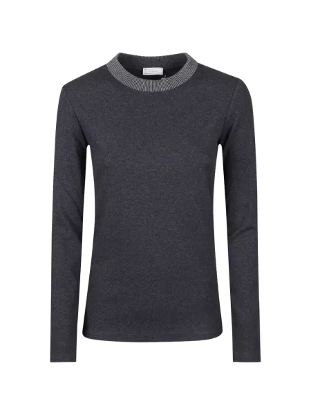 Lung tricou Peserico cu decolteu rotund gri