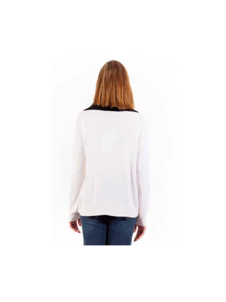 Sweter Love Moschino w miejskim stylu wełniany z długim rękawem biały