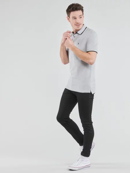 JACK & JONES Póló Paulos világosszürke / fekete szürke