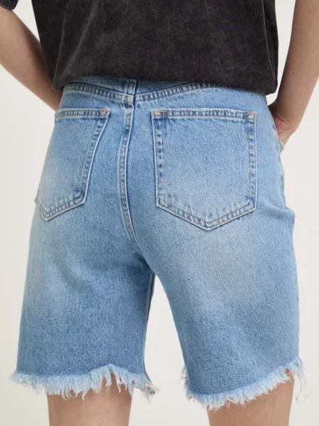 Džínové šortky Answear Lab hladké high waist modré