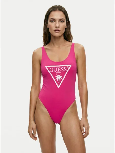 GUESS Costum de baie întreg VIOLET roz neon alb