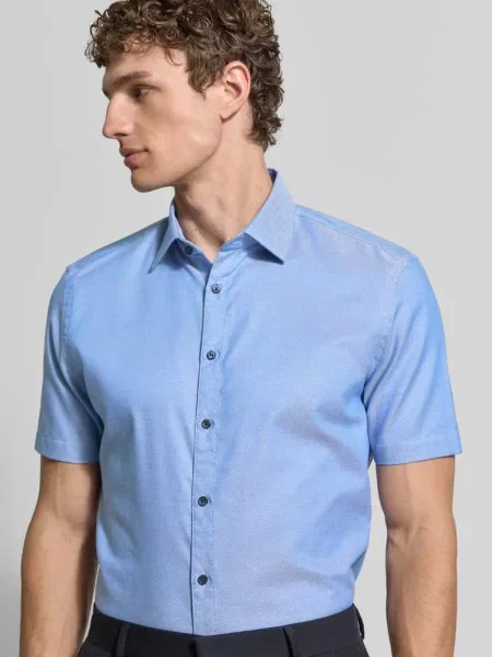 Koszula o kroju slim fit biznes z bawełny z kołnierzykiem typu kent Jake*s niebieski