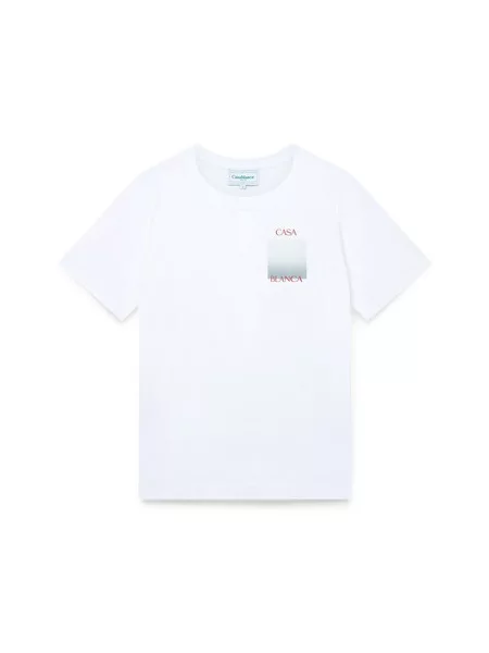 Tricou grafic Casablanca cu imagine cu gradient alb