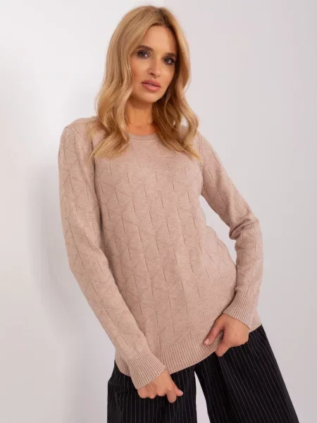 Pulover Fashionhunters tricotate bej