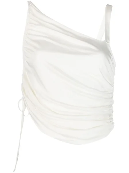 Top Andreadamo bez rękawów asymetryczny drapowany biały