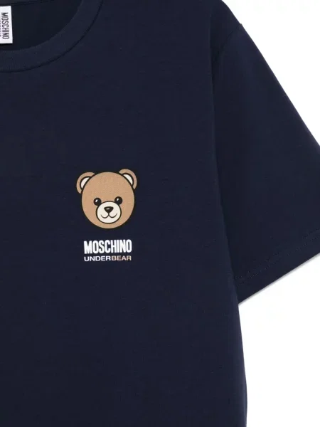 Tričko Moschino s potiskem s kulatým výstřihem modré