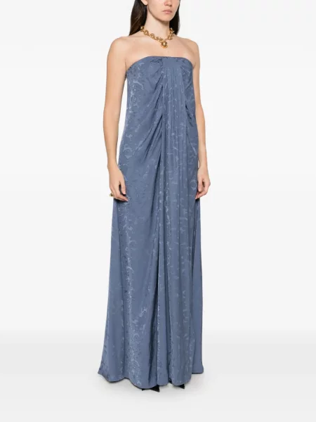 Rochie maxi Joseph din jacard fără bretele albastru