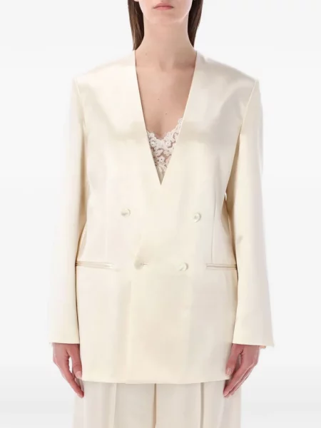 Sacou Alberta Ferretti din satin cu două rânduri de nasturi