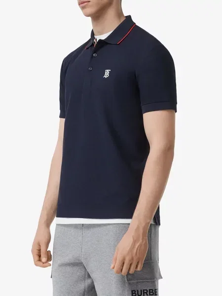 Tricou polo Burberry cu dungi albastru