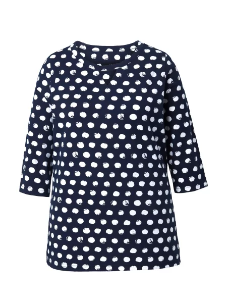 Ulla Popken Tricou albastru marin alb