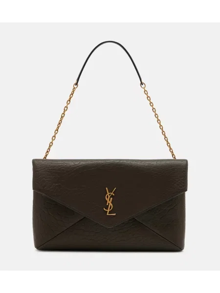 Кожена чанта Saint Laurent зелено