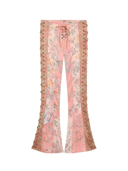 Desigual Pantaloni turcoaz / mauve / rosé / pal roz