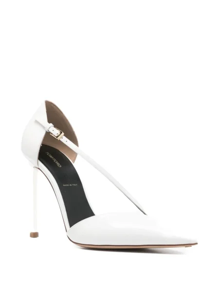 Pantofi cu toc Tom Ford cu cataramă alb