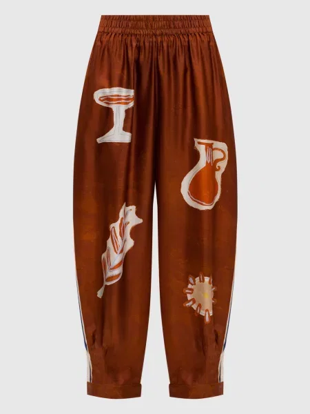 Штани Soleil D'Amour із шовку Alemais коричневі