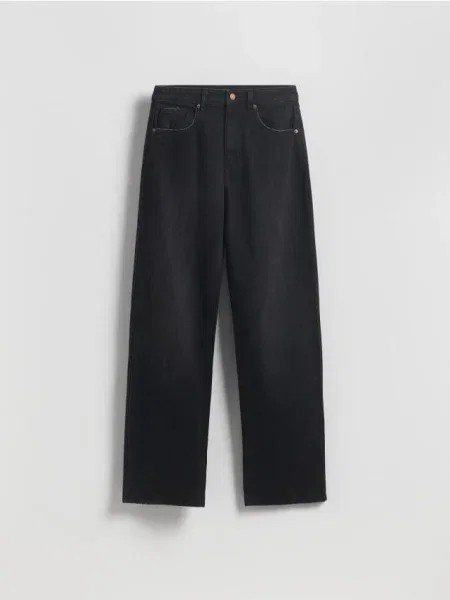 Reserved Jeansy wide leg czarny