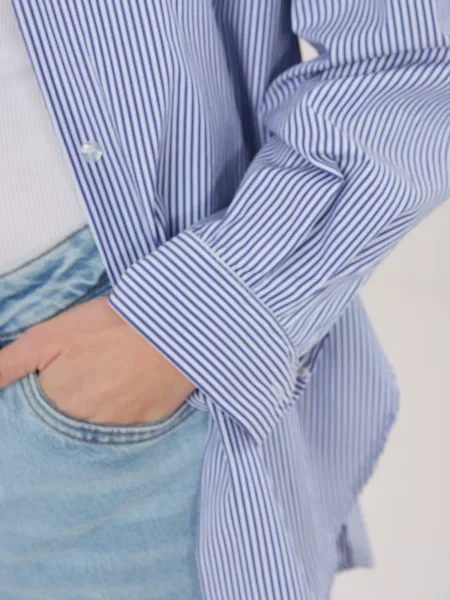 Cămașă Italy Moda asimetrică albastru