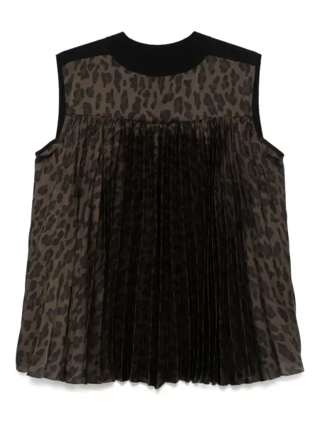 Top Sacai cu imagine cu model leopard maro