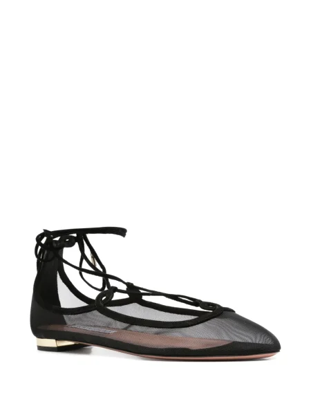 Pantofi cu toc Aquazzura cu șireturi fără toc plasă negru