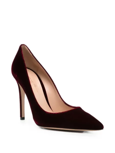 Pantofi cu toc Gianvito Rossi de catifea roșu