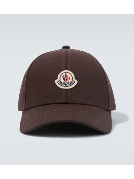 Keprová kšiltovka Moncler s autogramem hnědá